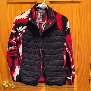 Lauren Active Ralph Lauren Petite Women's Black & Red Quilted Fleece Jacket
